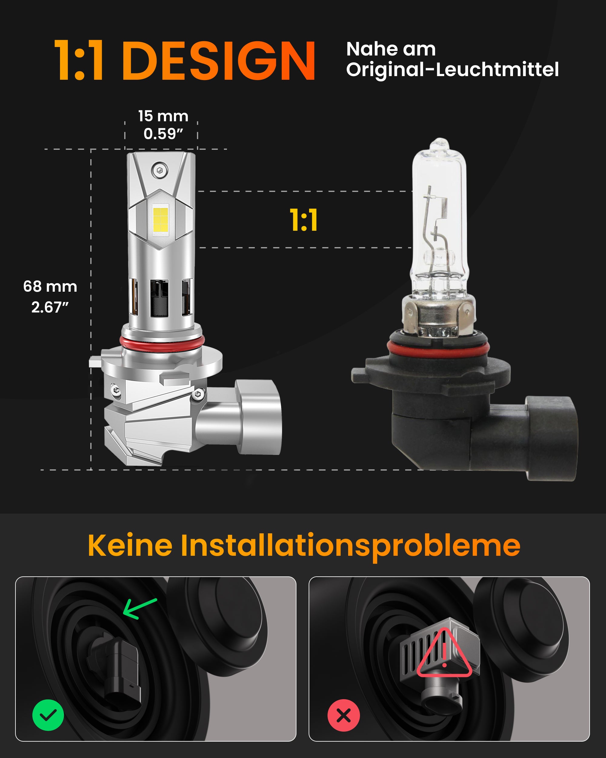 Stellar Lampe 9005/HB3 (S25) – 1 Paar (2 Stück) LED, +200 % Helligkeit, 1 Jahre Garantie