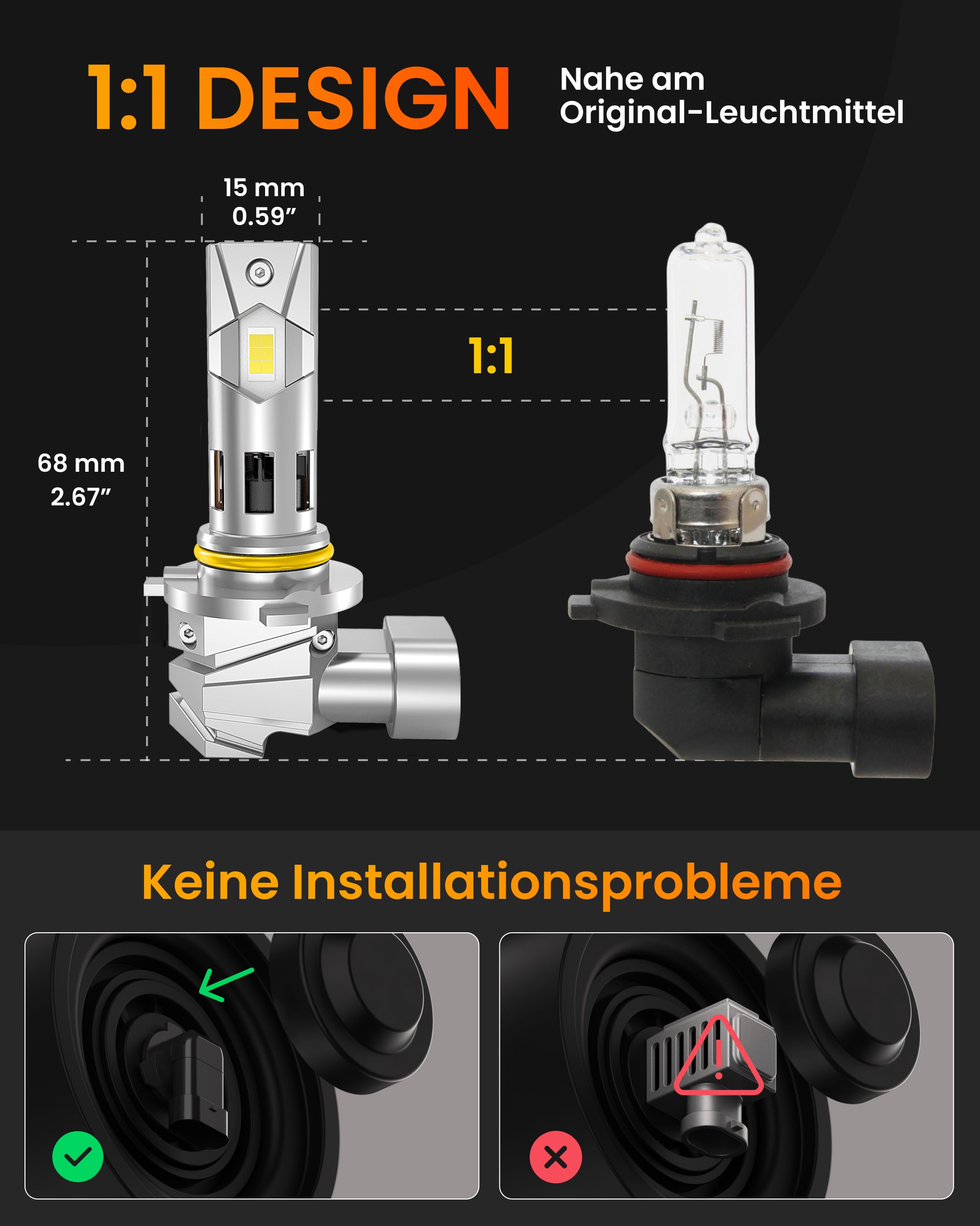 Stellar Lampe 9006/HB4 (S25) – 1 Paar (2 Stück) LED, +200 % Helligkeit, 1 Jahre Garantie