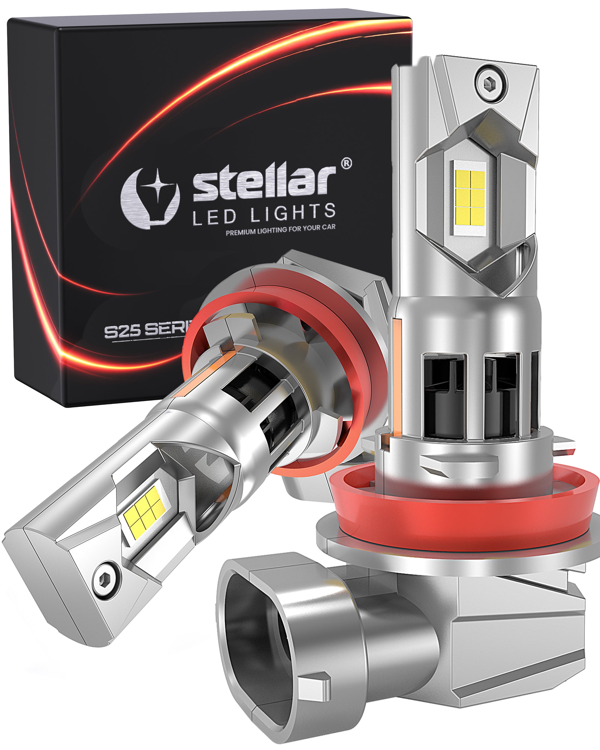 Stellar Lampe H11 (S25) – 1 Paar (2 Stück) LED, +200 % Helligkeit, 1 Jahre Garantie