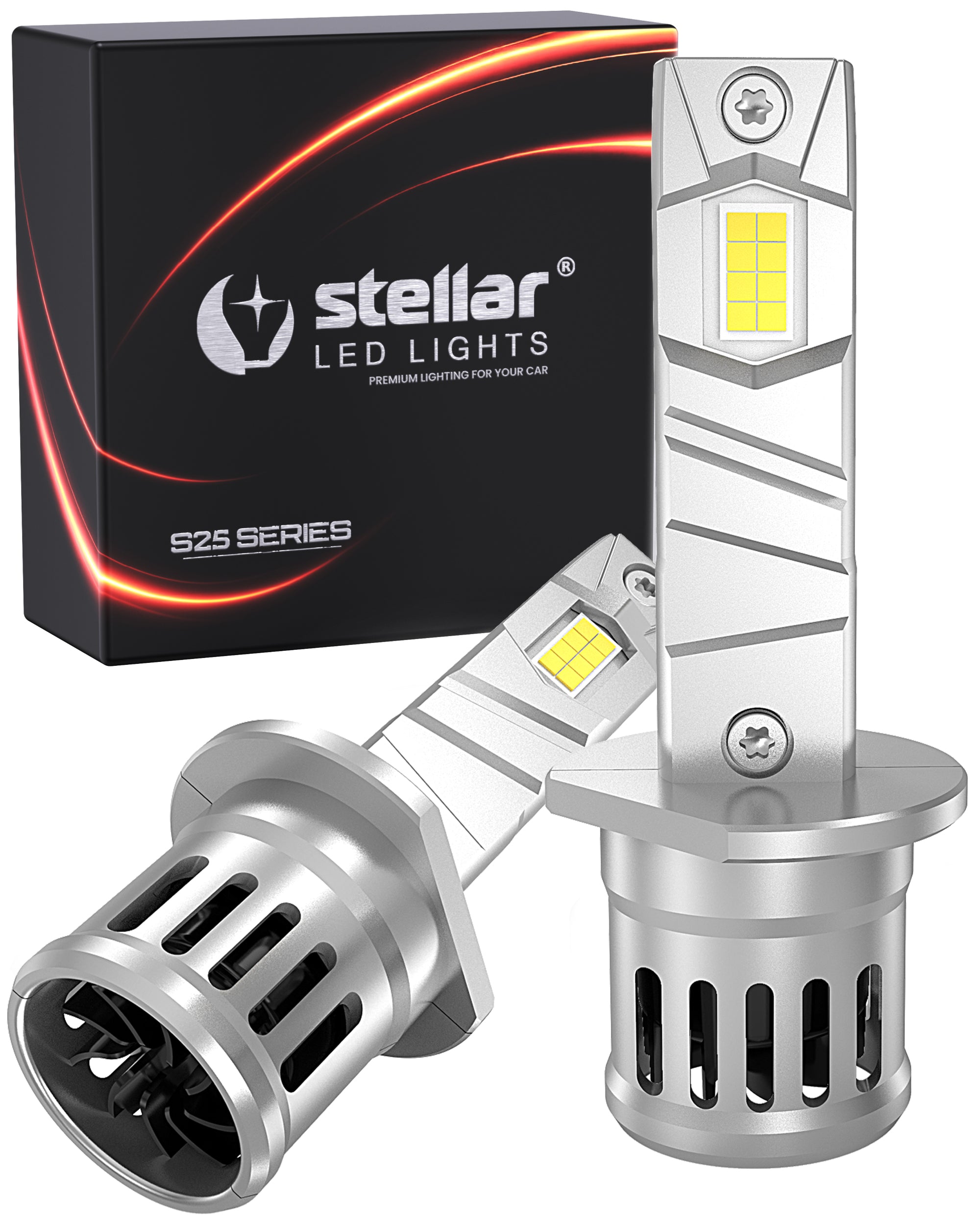 Stellar Lampe H1 (S25) – 1 Paar (2 Stück) LED, +200 % Helligkeit, 1 Jahre Garantie