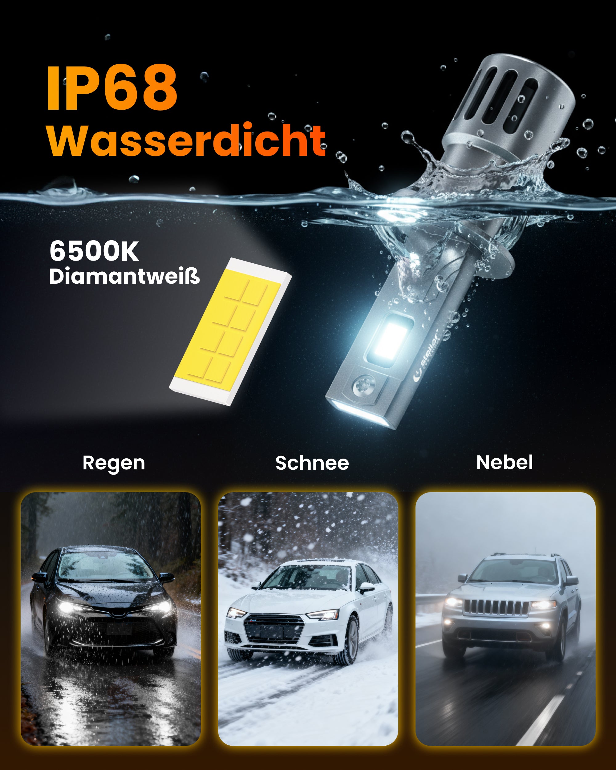 Stellar Lampe H1 (S25) – 1 Paar (2 Stück) LED, +200 % Helligkeit, 1 Jahre Garantie