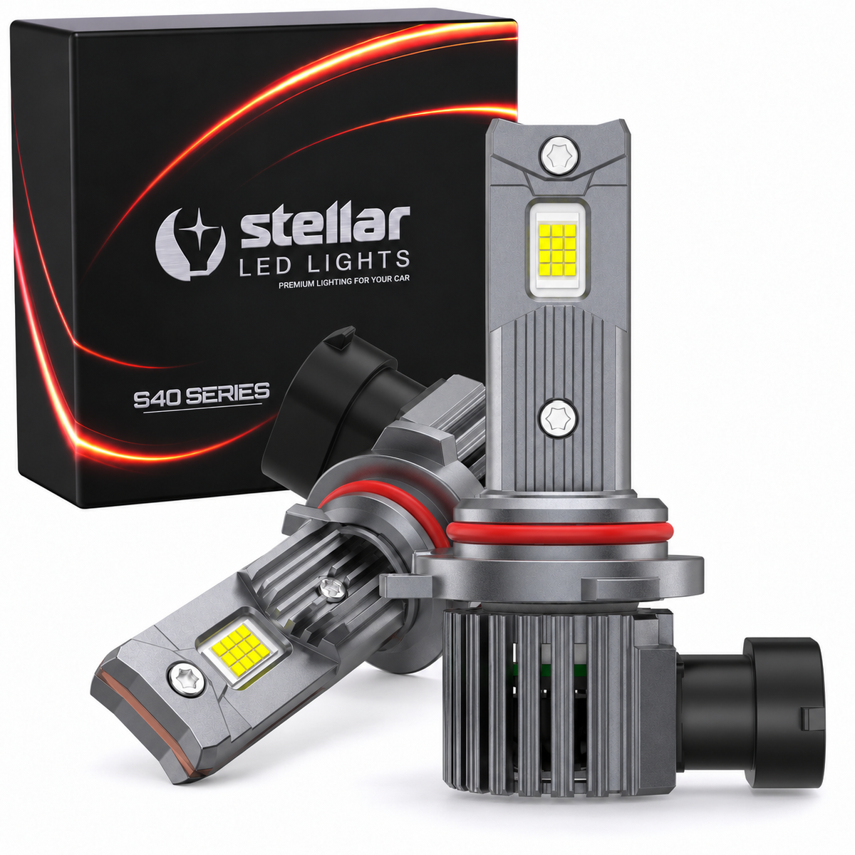 9012 / HIR2 STELLAR S40 LED-Lampen, 6500 K Kaltweiß, 2 × 40 W, CANBUS, 1 Paar (2 Stück), 1 Jahr Garantie