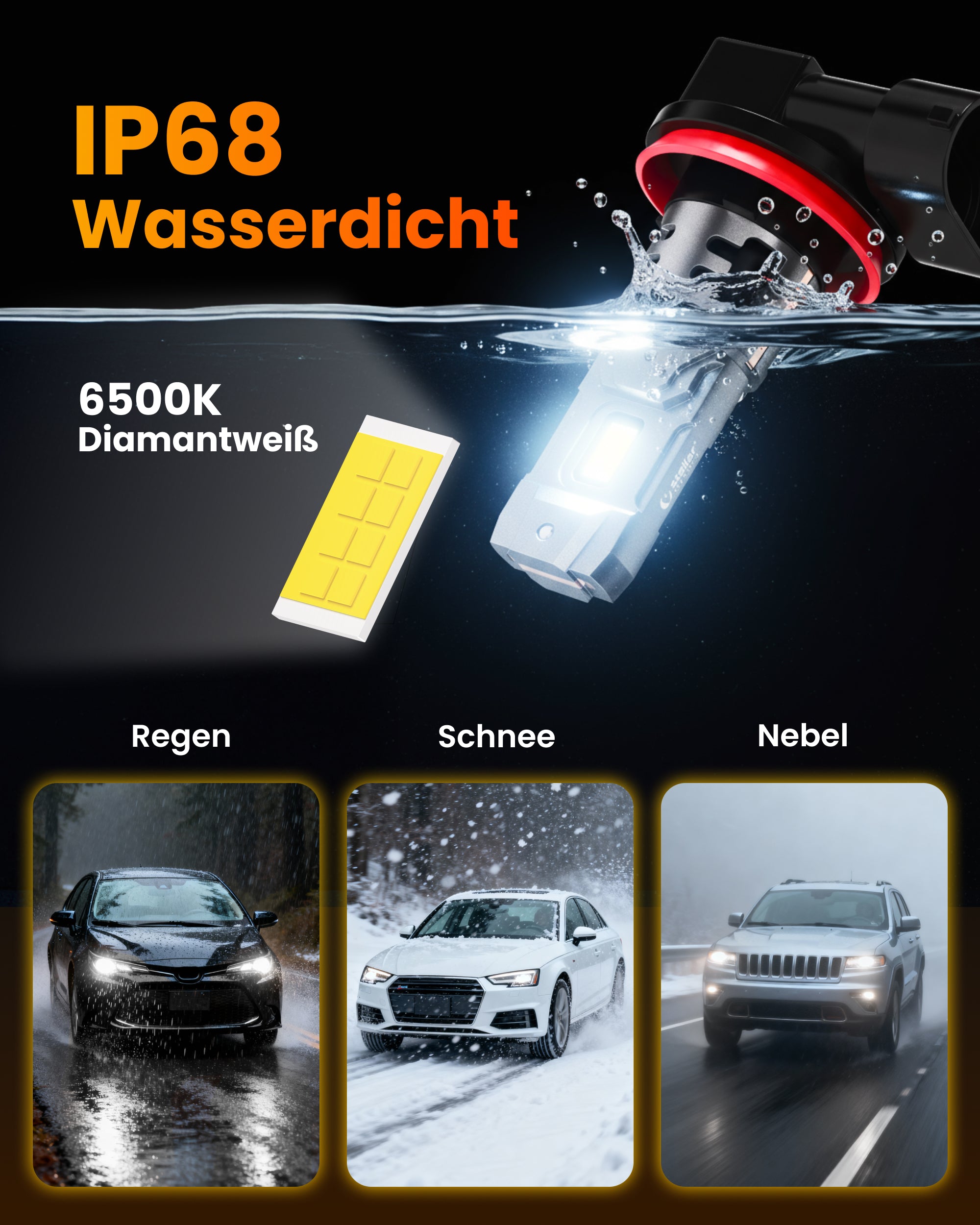 Stellar Lampe 9005/HB3 (S25) – 1 Paar (2 Stück) LED,  +200 % Helligkeit, 1 Jahre Garantie