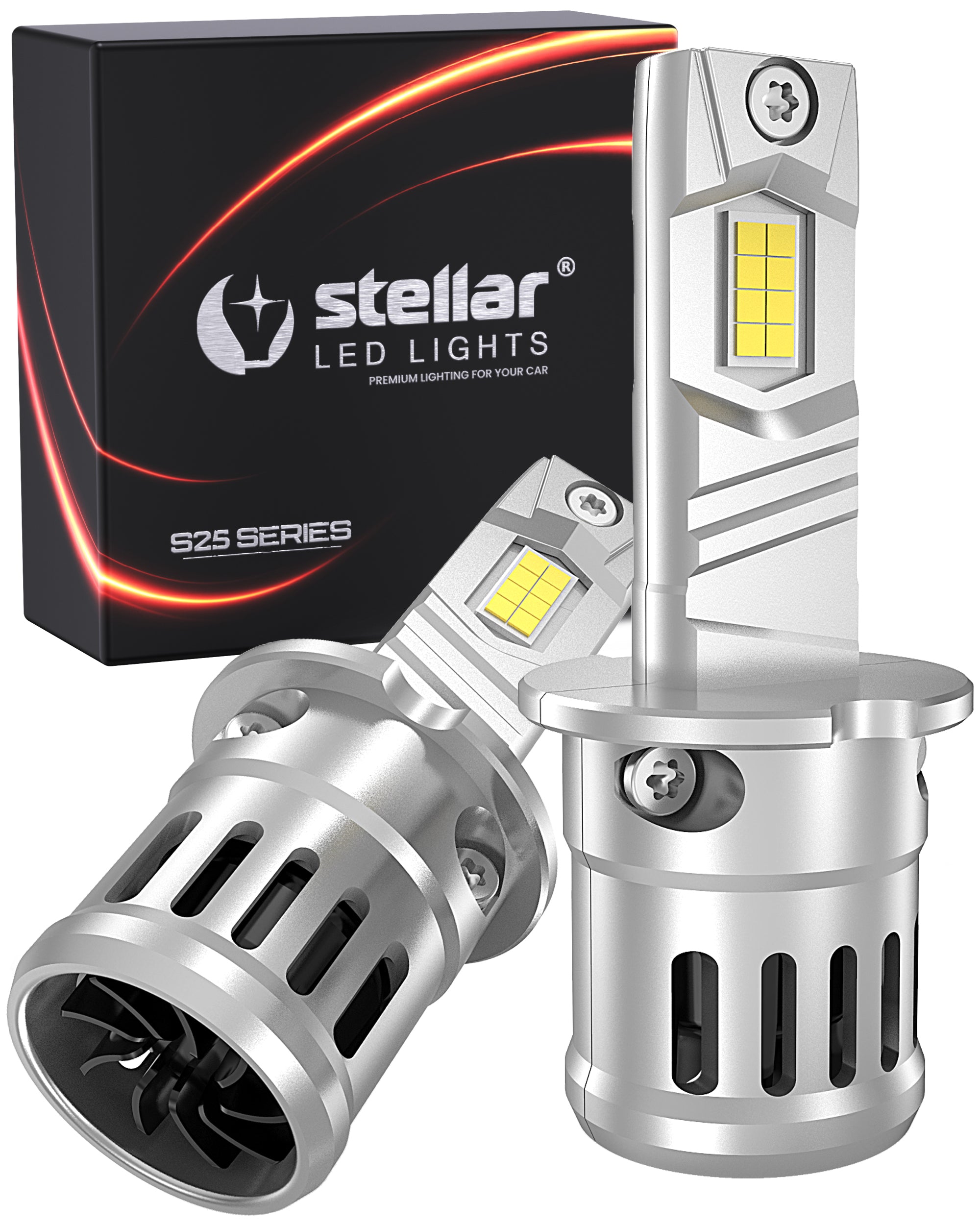 Stellar Lampe H3 (S25) – 1 Paar (2 Stück) LED, +200 % Helligkeit, 1 Jahre Garantie