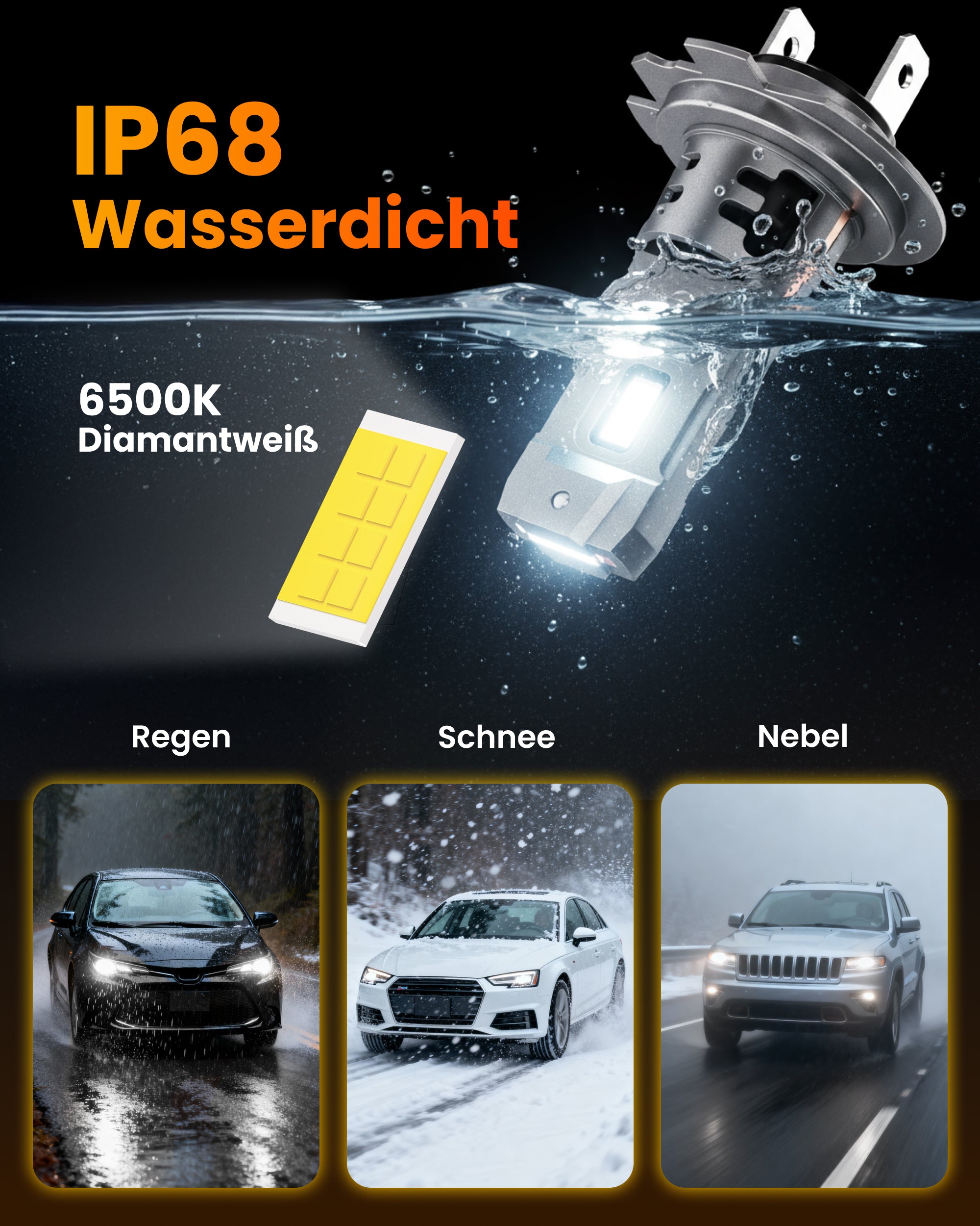Stellar Lampe H7 (S25) – 1 Paar (2 Stück) LED,  +200 % Helligkeit, 1 Jahre Garantie