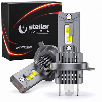 H4 STELLAR S40 LED-Lampen, 6500 K Kaltweiß, 2 × 40 W, CANBUS, 1 Paar (2 Stück), 1 Jahr Garantie