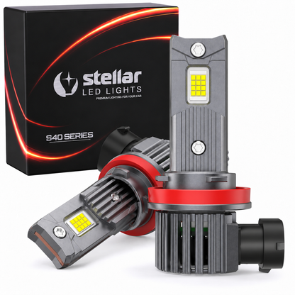 H11 STELLAR S40 LED-Lampen +400 % Helligkeit, 6500 K Kaltweiß, 2 × 40 W, CANBUS, 1 Paar (2 Stück), 1 Jahr Garantie